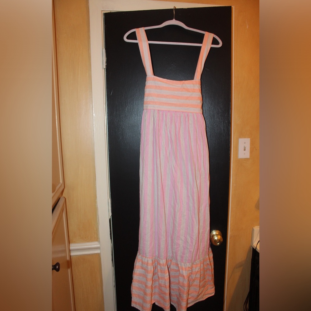 Entro women’s orange and pink stripe midi dress!!! Brand new!